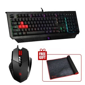 Bloody B120N Keyboard and V7M Mouse Gaming Combo Set With Free Gift Mouse Pad